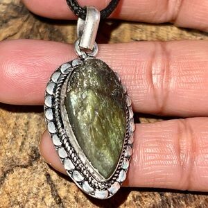 Rough Labradorite Crystal  Pendant 1 1/2”